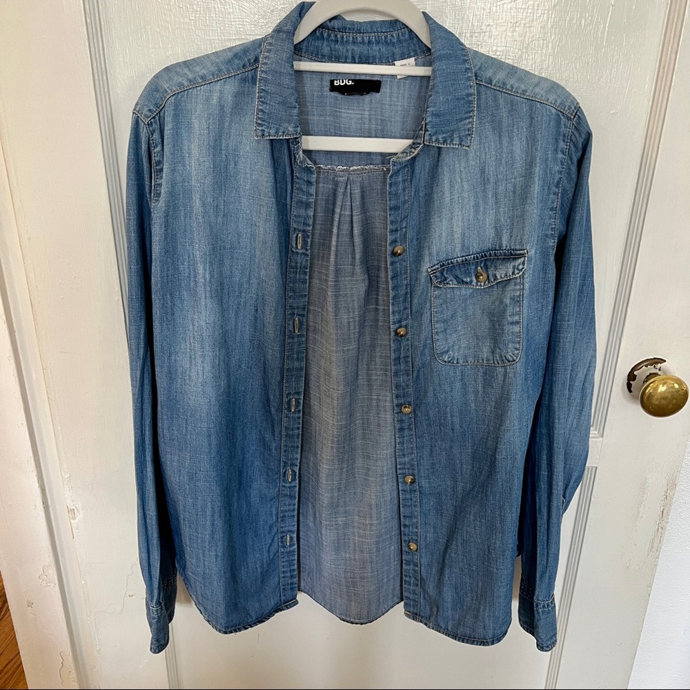 Soft denim button up